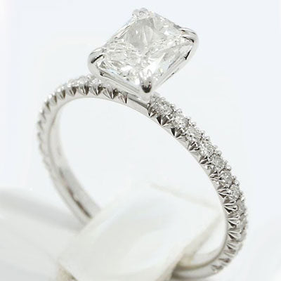 Radiant Cut Lab Diamond Engagement Ring 14k White Gold ER-08