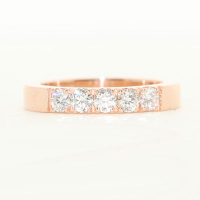 Rose Gold Diamond Wedding Band 5 Stone Ring Lab Grown Diamonds 