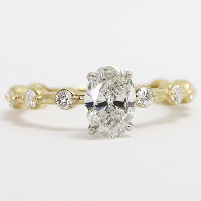 MER-P04 Ultra Thin Floating Diamonds Engagement Ring 14k Yellow /White Gold