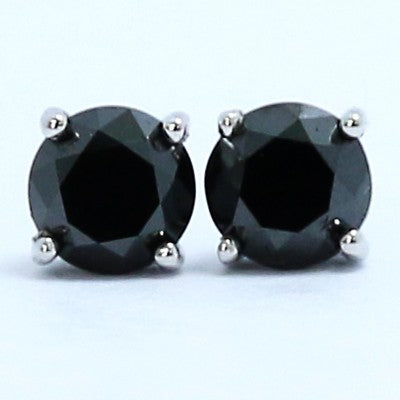 0.20 Carats Black Diamond Studs Earrings 14k White Gold BK20