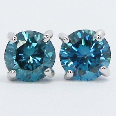 0.30 Carats Blue Diamond Studs Earrings 14k White Gold SK30