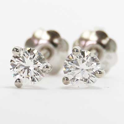 0.38 Carats Round Studs Martini Setting Earrings 14k White Gold BRM38