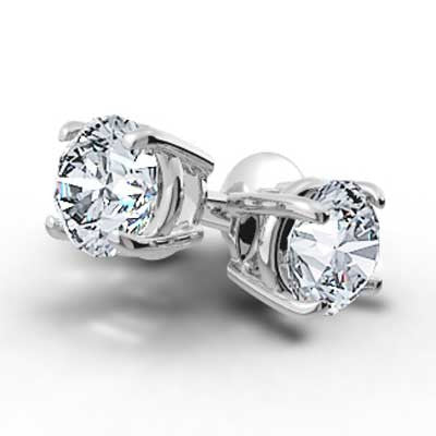 1.00 Carats Round Studs Earrings 14k White Gold BR100