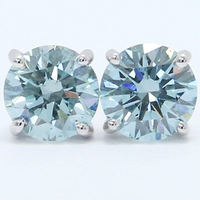 1.06 Carats Ice Blue Diamond Studs Earrings 14k White Gold