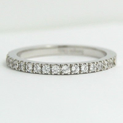 1.8mm Thin French Cut Pave Diamond Band 14k White Gold