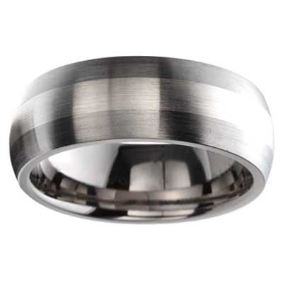 Titanium With Silver Inline Wedding Band 1437SS