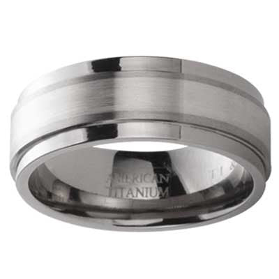 Titanium With Silver Inline Wedding Band 1441SS