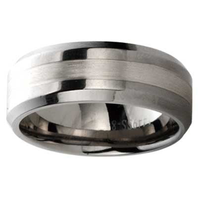 Titanium With Silver Inline Wedding Band 1449SS