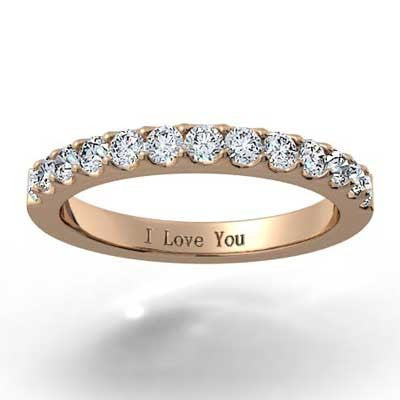 W93575R-(2.0mm) French Cut Pave Wedding Band 14k Rose Gold