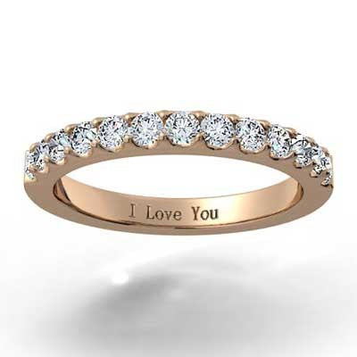 2.0mm French Cut Pave Wedding Band 14k Rose Gold