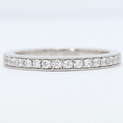 2.2mm Milgrained Half Eternity Wedding Band 14k White Gold