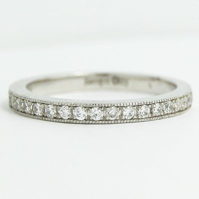 2.2mm Pave Milgrain Channel Diamond Ring 14k White Gold