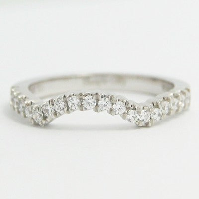 2.3mm Custom Contoured Diamond Wedding Band 14k White Gold