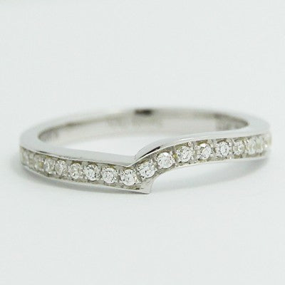 2.3mm Custom Curved Pave Wedding Band 14k White Gold 