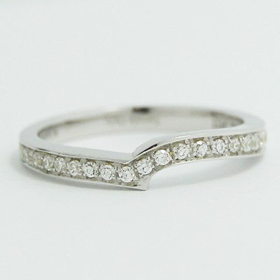 2.3mm Custom Curved Pave Wedding Band 14k White Gold