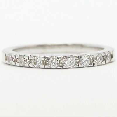 2.3mm French Cut Diamond Wedding Band 14k White Gold