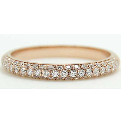 2.3mm Half Domed Micro Pave Diamond Band 14k Rose Gold