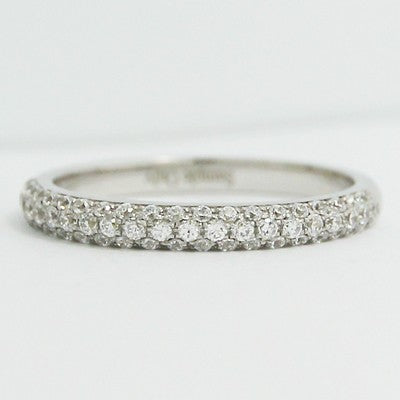 W93626-(2.3mm) Half Domed Micro Pave Diamond Band 14k White Gold