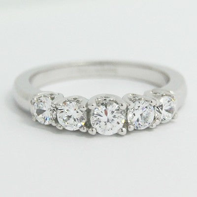 L93848-(2.4-2.5mm) Five Stone Wedding Ring 14k White Gold