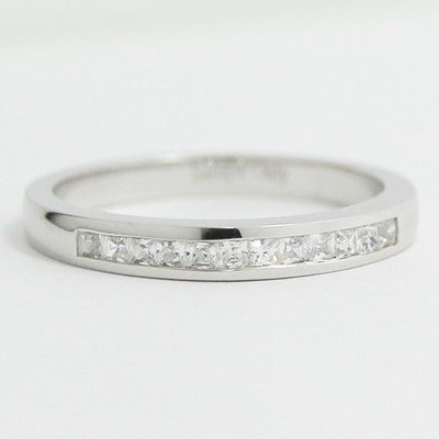 2.4mm Channel Set Princess Cut Diamond Band 14k White Gold