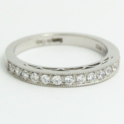 2.4mm Flush Fit Filigree style Wedding Ring 14k White Gold