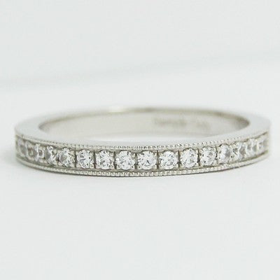W93606-1-(2.4mm) Pave Set Wedding Ring 14k White Gold