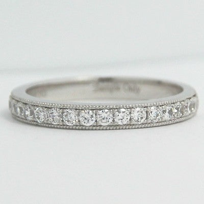2.6mm Pave with Milgrain Channel Band 14k White Gold