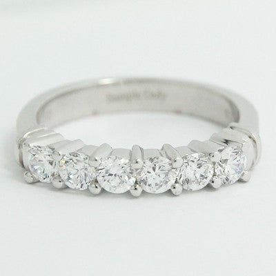 2.7-2.0mm Tapered Design Six Diamonds Band 14k White Gold