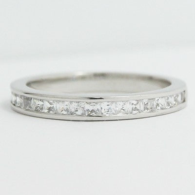 2.7mm Classic Channel Princess Cut Diamond Band 14k White Gold