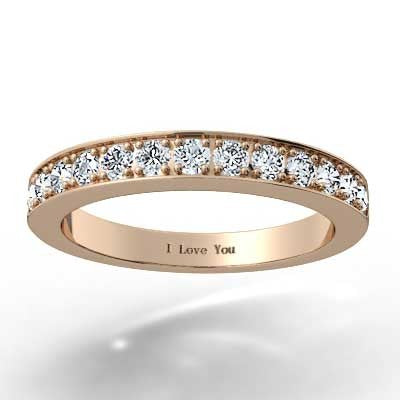 2.8mm Channel Bead Set Wedding Band 14k Rose Gold
