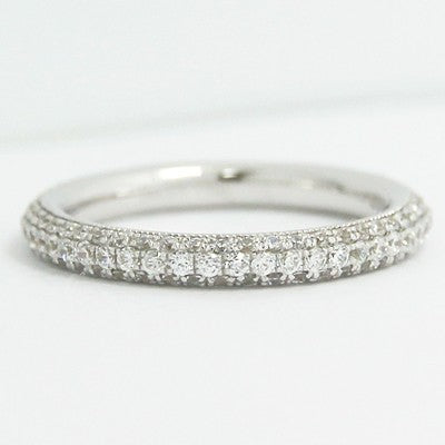 W93508-2-(2.8mm) Rounded Micro Pave Set Wedding Band 14k White Gold