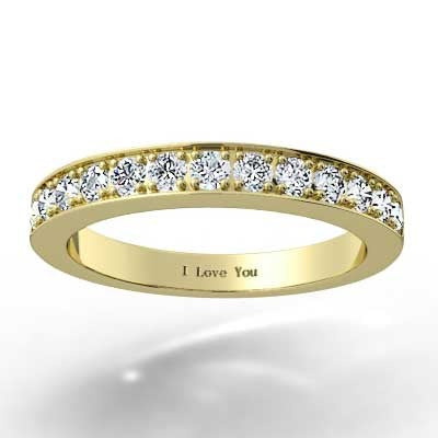 2.8mm Channel Bead Set Wedding Band 14k Yellow Gold