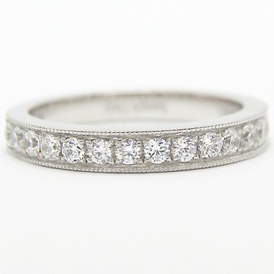 2.9-3.3mm Milgrained Channel Set Wedding Band 14k White Gold