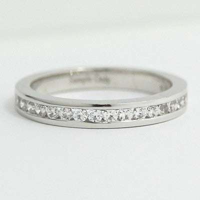2.9mm Channel Set Diamond Wedding Band 14k White Gold