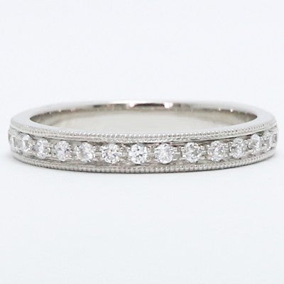 2.9mm Pave Set Euro Shank Diamond Wedding Band 14k White Gold
