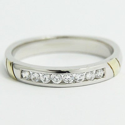 2.9mm Two Tone Euro Wedding Band 14k White & Yellow Gold