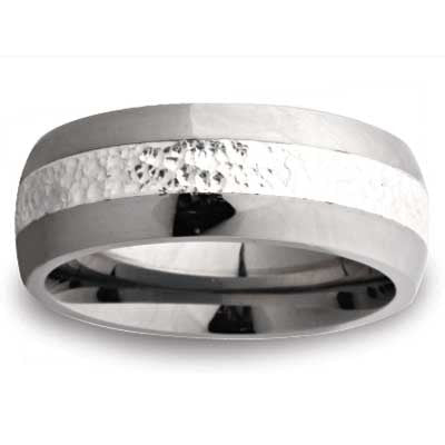 Tungsten With Silver Inlay Wedding Band 2545SS