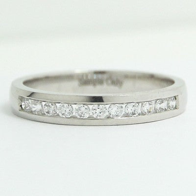 3.0mm Channel Set Diamond Wedding Band 14k White Gold