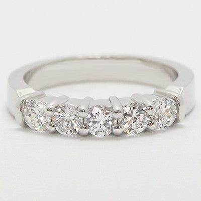 3.0mm Classic Five Stone Diamond Band 14k White Gold 