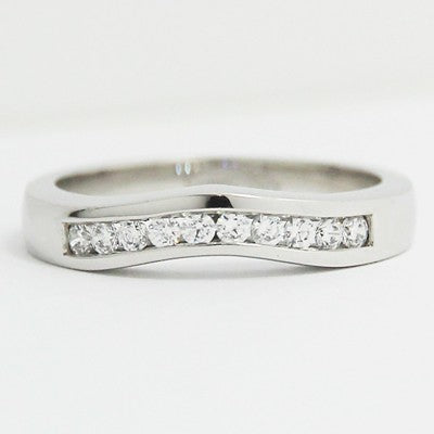3.0mm Contoured Diamond Wedding Band 14k White Gold 