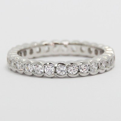 V3  3.0mm Half Bezel Style Eternity Band 14k White Gold