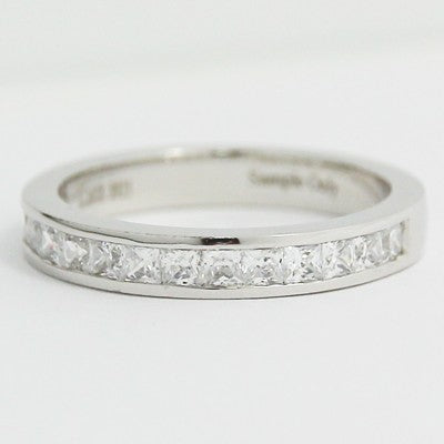 3.0mm Princess Cut Channel Set Diamond Band 14k White Gold 