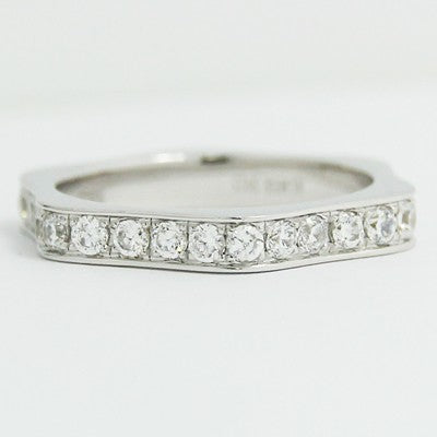 L93819-(3.10mm) Hexagonal Diamond Wedding Band 14k White Gold