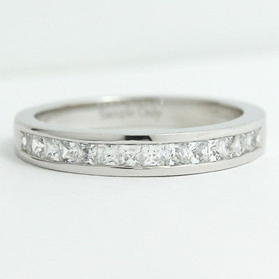3.1mm Channel Set Princess Cut Diamond Band 14k White Gold