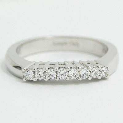 3.1mm Contoured Shared Prong Wedding Band 14k White Gold