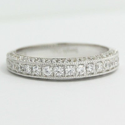 3.1mm Half Eternity Three Side Diamond Band 14k White Gold