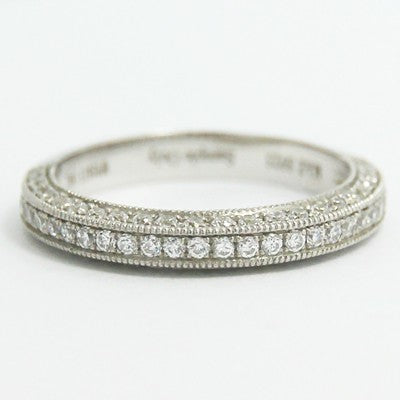 3.1mm Triple Sided Pave Set Wedding Band 14k White Gold