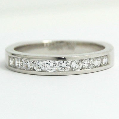 3.2mm Channel Set Euro Shank Diamond Band 14k White Gold 