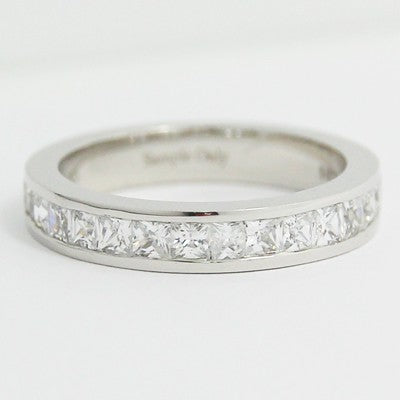 W94001C-(3.2mm) Princess Cut Channel Set Wedding Ring 14k White Gold