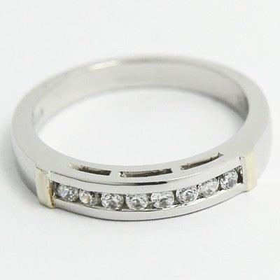 3.2mm Two Tone Channel Set Wedding Band 14k White & Yellow Gold